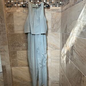 Lulu's Light Blue Sleeveless Jumpsuit